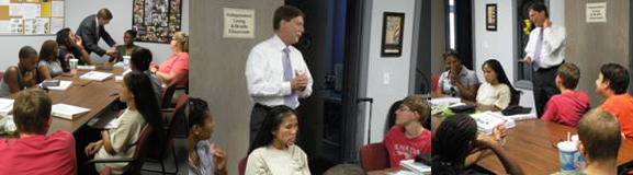 Commissioner John Winn with students