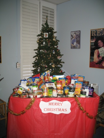 Table full of donated food
