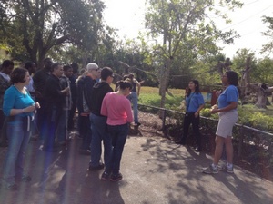 Camille talking to tour group