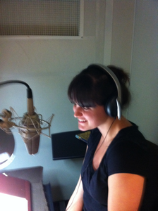 Photo of Kara in recording studio